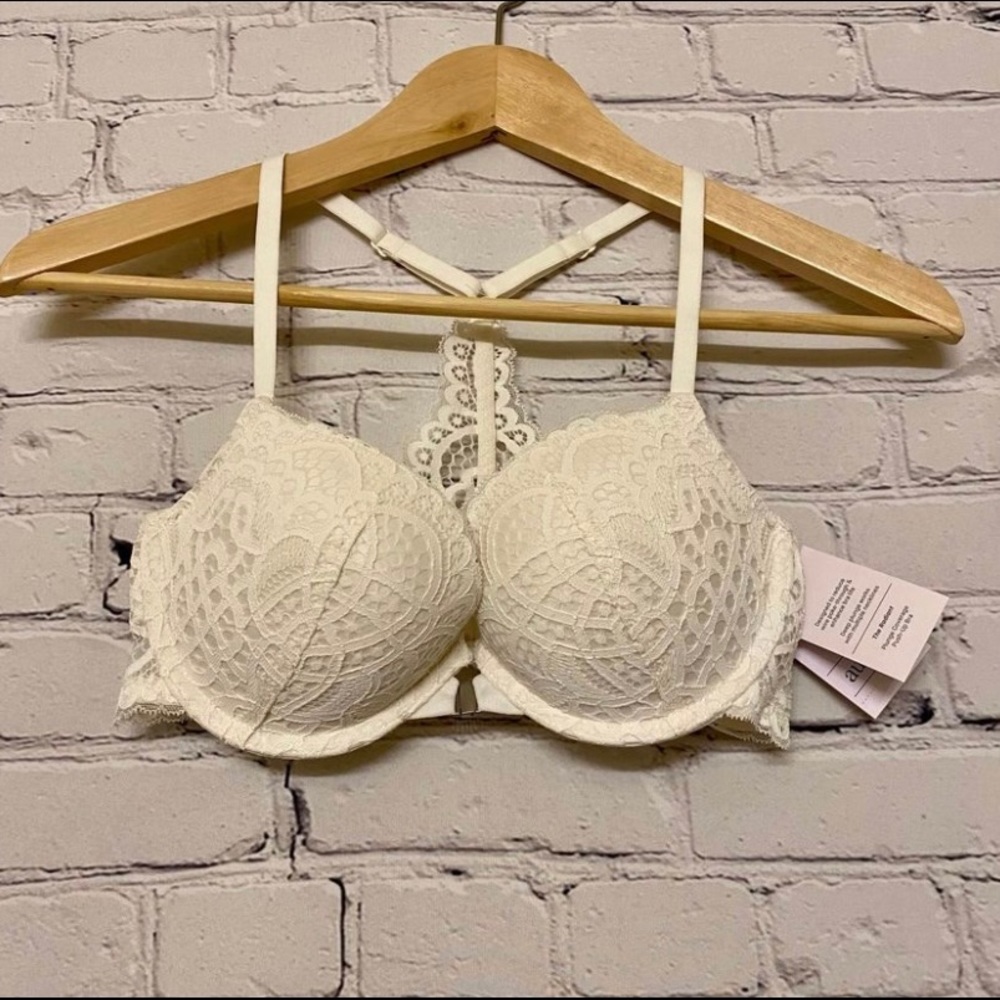 Auden The Radiant Plunge Push-Up Bra Gesso White NWT